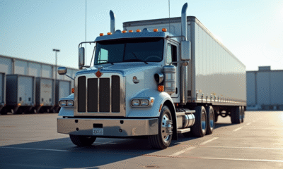 Camion cargo de 33 tonnes stationne dans un site industriel