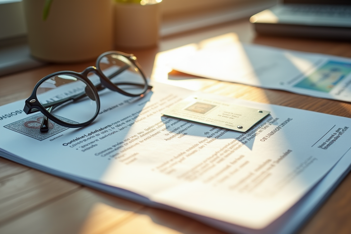 Document légal et permis de conduire sur un bureau en bois