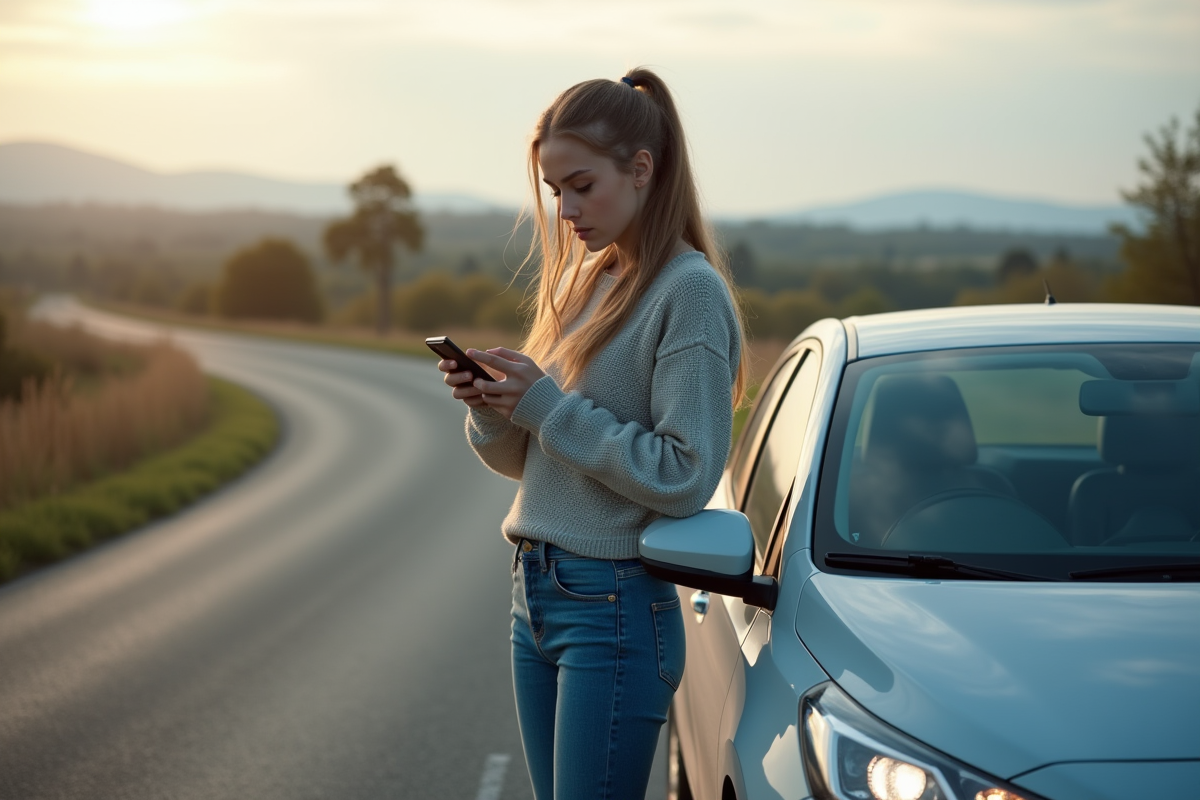 Femme regardant son téléphone près d