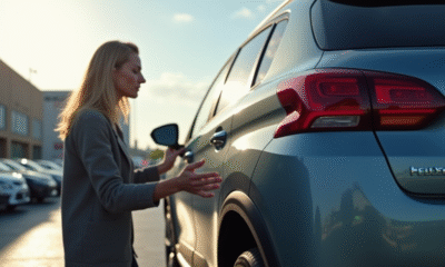 Personne inspectant une Peugeot 2008 en concession