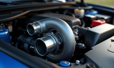 Vue rapprochee d'un moteur de voiture avec turbo moderne et capteur de pression