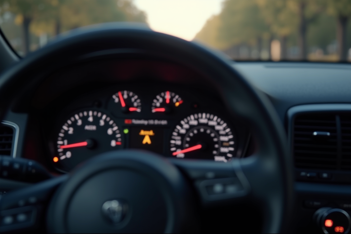 Tableau de bord de voiture avec voyant ASR allumé